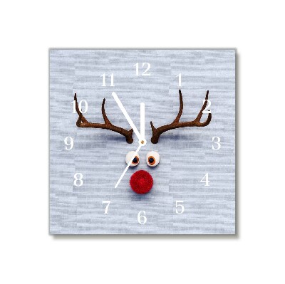 Glass Kitchen Clock Square Holy reindeer Rudolf