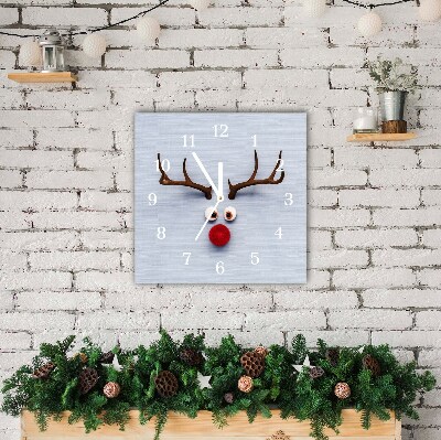 Glass Kitchen Clock Square Holy reindeer Rudolf