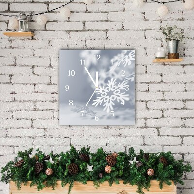 Glass Wall Clock Square Snowflake Christmas Decoration