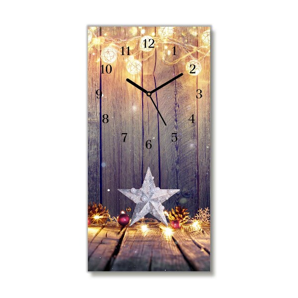 Glass Wall Clock Vertical Stars Christmas Lights Decorations