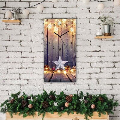 Glass Wall Clock Vertical Stars Christmas Lights Decorations