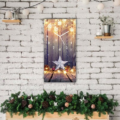 Glass Wall Clock Vertical Stars Christmas Lights Decorations