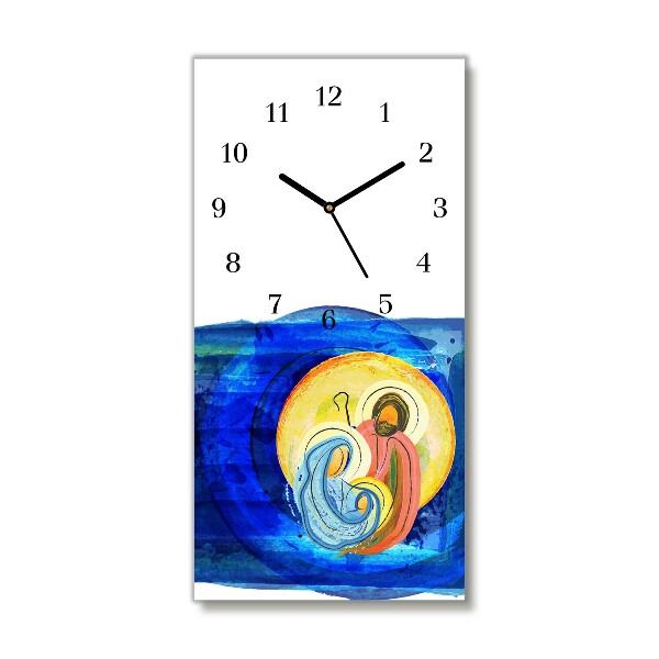 Glass Kitchen Clock Vertical Abstraction Holy Family Winter