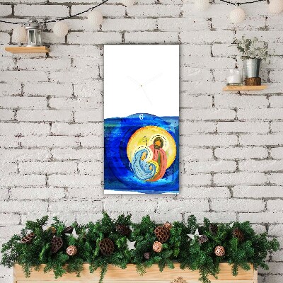 Glass Kitchen Clock Vertical Abstraction Holy Family Winter