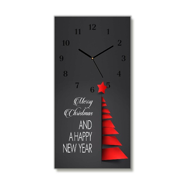 Glass Wall Clock Vertical Abstraction Christmas Tree Decoration