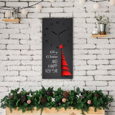 Glass Wall Clock Vertical Abstraction Christmas Tree Decoration