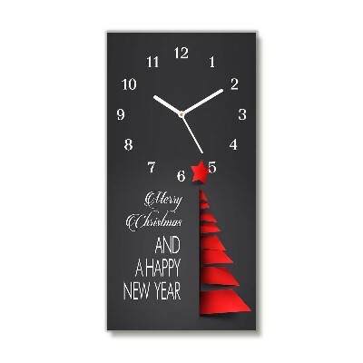 Glass Wall Clock Vertical Abstraction Christmas Tree Decoration