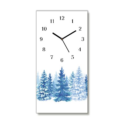 Glass Kitchen Clock Vertical Winter Snow Christmas Trees