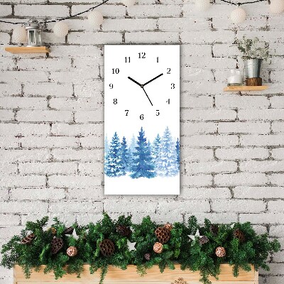 Glass Kitchen Clock Vertical Winter Snow Christmas Trees