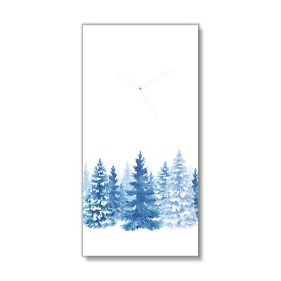 Glass Kitchen Clock Vertical Winter Snow Christmas Trees