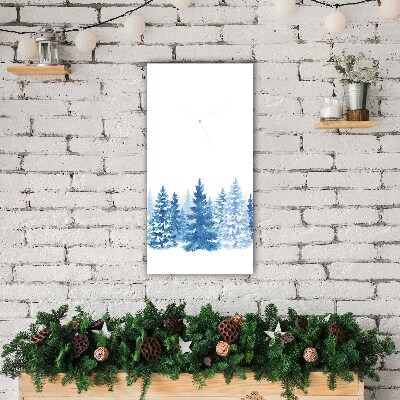 Glass Kitchen Clock Vertical Winter Snow Christmas Trees