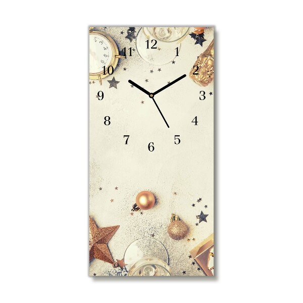 Glass Wall Clock Vertical Christmas Baubles