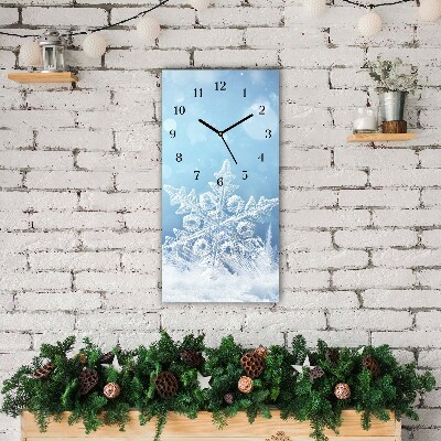 Glass Kitchen Clock Vertical Snowflakes Winter Snow