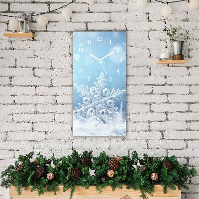 Glass Kitchen Clock Vertical Snowflakes Winter Snow