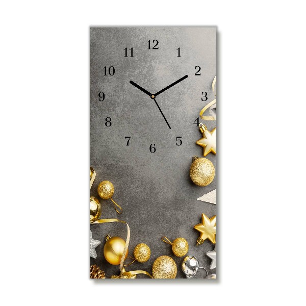 Glass Wall Clock Vertical Golden Stars Christmas holidays