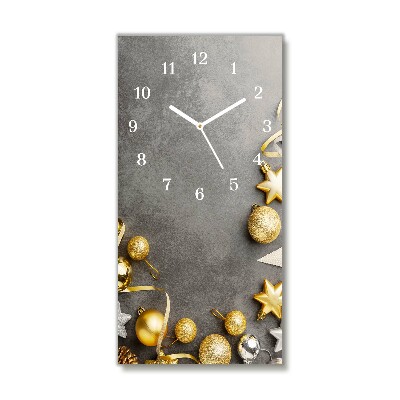 Glass Wall Clock Vertical Golden Stars Christmas holidays