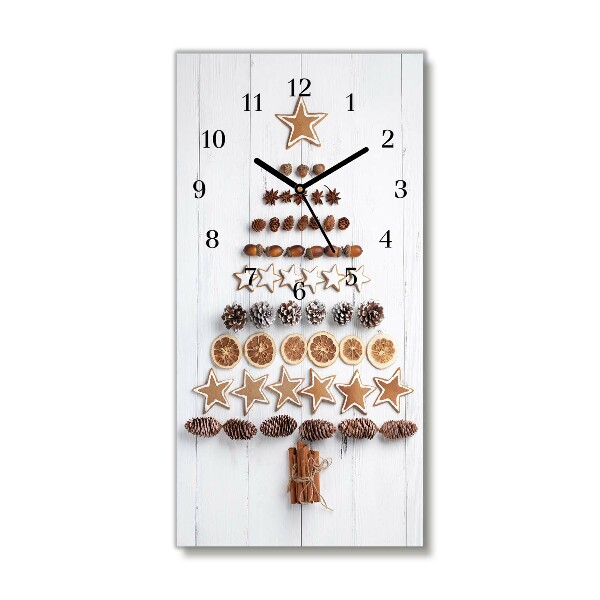 Glass Kitchen Clock Vertical Gingerbread Christmas tree ornaments