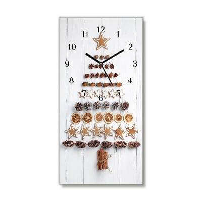 Glass Kitchen Clock Vertical Gingerbread Christmas tree ornaments