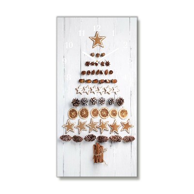 Glass Kitchen Clock Vertical Gingerbread Christmas tree ornaments