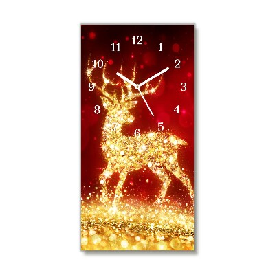 Glass Kitchen Clock Vertical Golden Reindeer Christmas Decoration