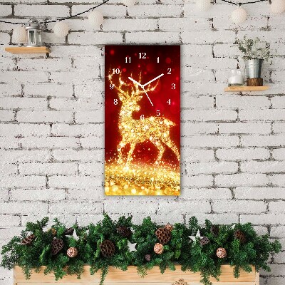 Glass Kitchen Clock Vertical Golden Reindeer Christmas Decoration