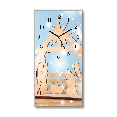 Glass Wall Clock Vertical Stable Christmas Winter