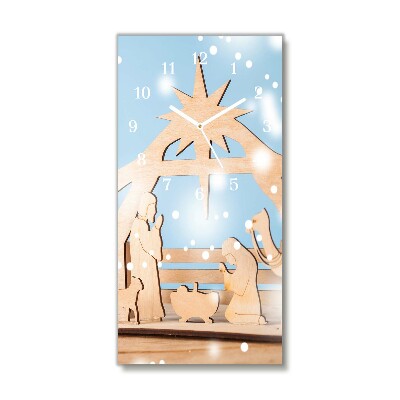 Glass Wall Clock Vertical Stable Christmas Winter