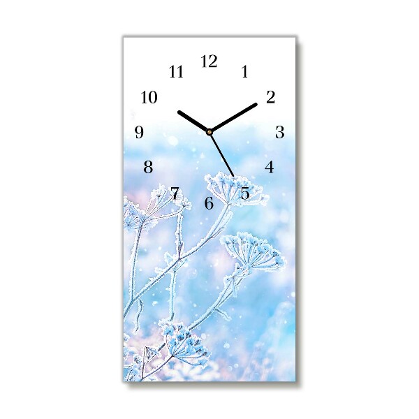 Glass Wall Clock Vertical Winter Snow Christmas