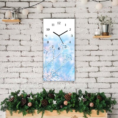 Glass Wall Clock Vertical Winter Snow Christmas