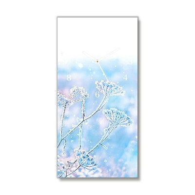 Glass Wall Clock Vertical Winter Snow Christmas