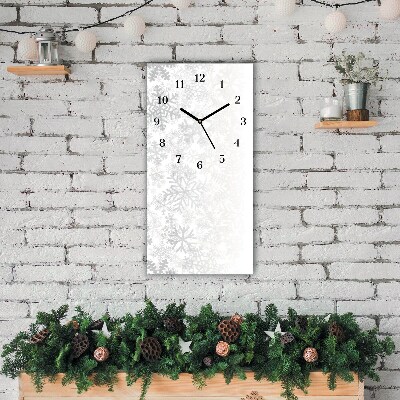 Glass Kitchen Clock Vertical Winter Snow Snowflakes