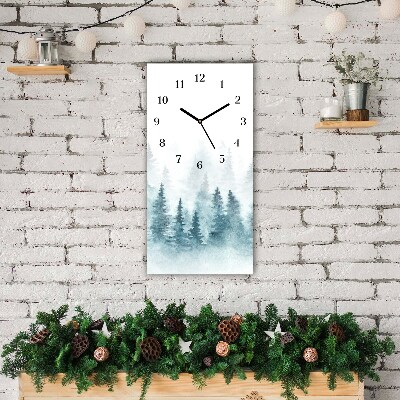 Glass Kitchen Clock Vertical Forest Christmas tree Christmas Snow