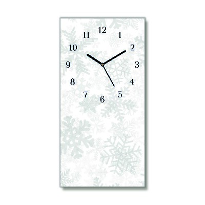 Glass Wall Clock Vertical Winter Snow Snowflakes