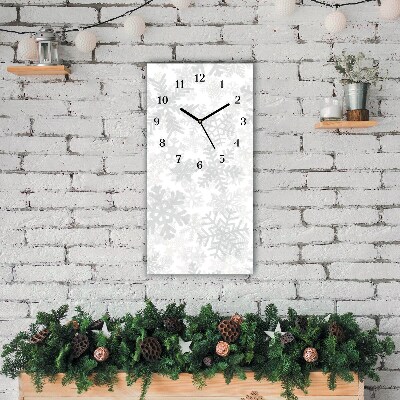 Glass Wall Clock Vertical Winter Snow Snowflakes
