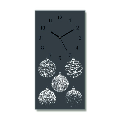 Glass Kitchen Clock Vertical Abstraction Christmas balls Winter
