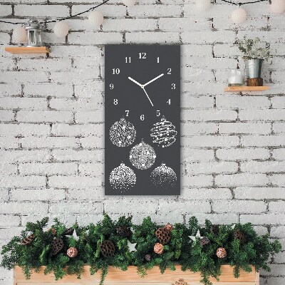 Glass Kitchen Clock Vertical Abstraction Christmas balls Winter