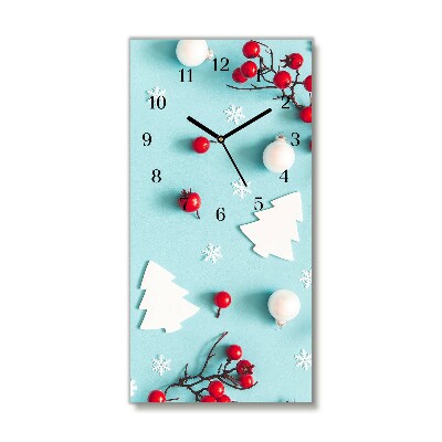 Glass Kitchen Clock Vertical Snowflakes Christmas Ornaments