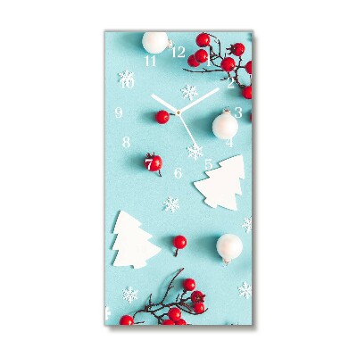 Glass Kitchen Clock Vertical Snowflakes Christmas Ornaments