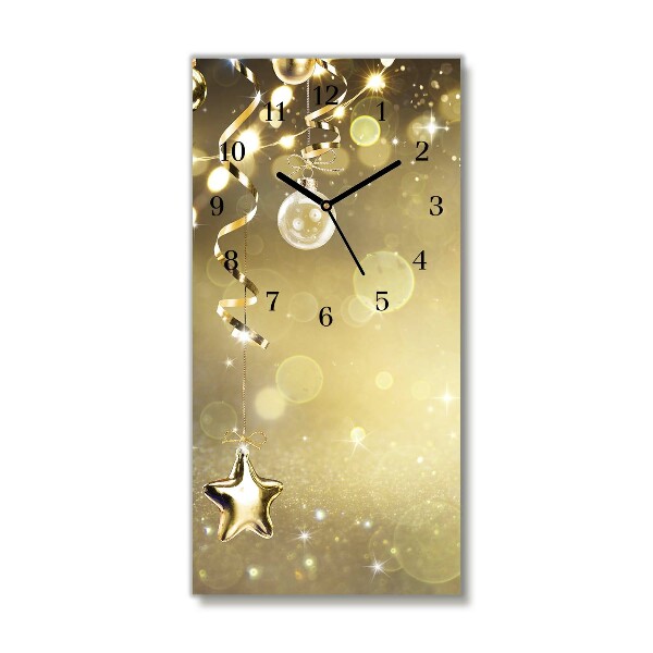 Glass Wall Clock Vertical Gold Christmas Holiday Decorations
