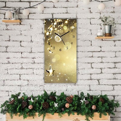 Glass Wall Clock Vertical Gold Christmas Holiday Decorations