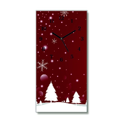 Glass Kitchen Clock Vertical Christmas tree Christmas Snowflakes