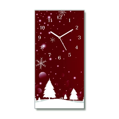 Glass Kitchen Clock Vertical Christmas tree Christmas Snowflakes