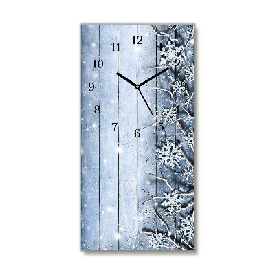 Glass Kitchen Clock Vertical Holy Snowflakes Winter Frost