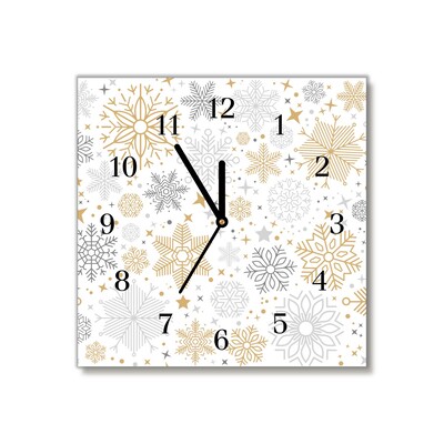 Glass Kitchen Clock Snowflakes Christmas Winter