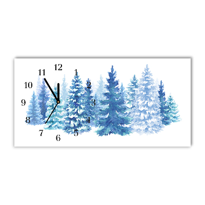 Glass Kitchen Clock Horizontal Winter Snow Christmas Trees