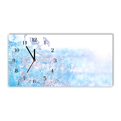 Glass Wall Clock Horizontal Winter Snow Christmas