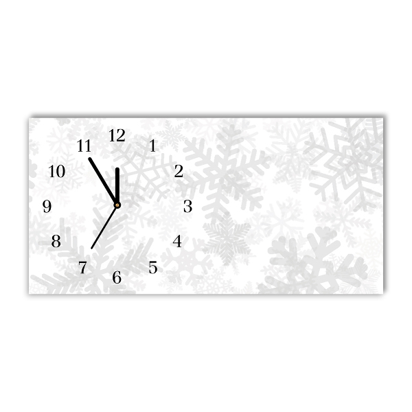 Glass Wall Clock Horizontal Winter Snow Snowflakes