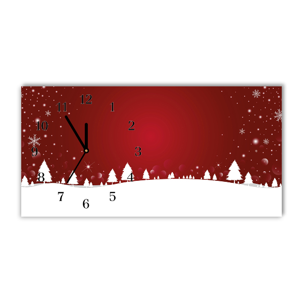 Glass Kitchen Clock Horizontal Christmas tree Christmas Snowflakes