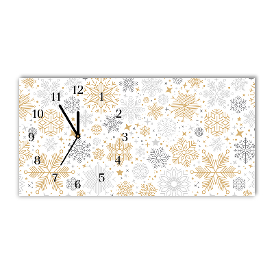 Glass Kitchen Clock Horizontal Snowflakes Christmas Winter