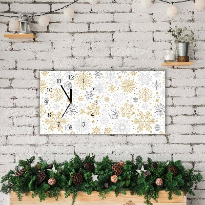 Glass Kitchen Clock Horizontal Snowflakes Christmas Winter